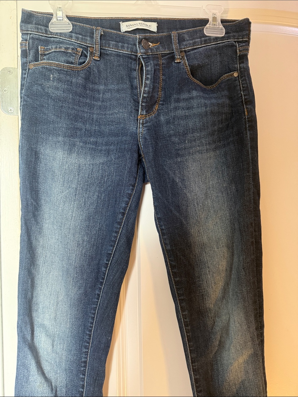 Banana Republic Women’s Slim Straight Stretch Jeans in Dark Blue Wash